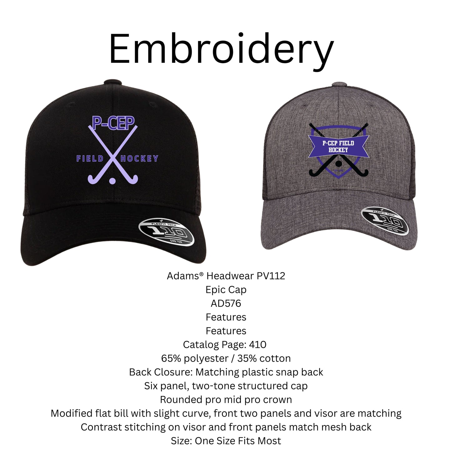 P-CEP Field Hockey Hats Embroidery
