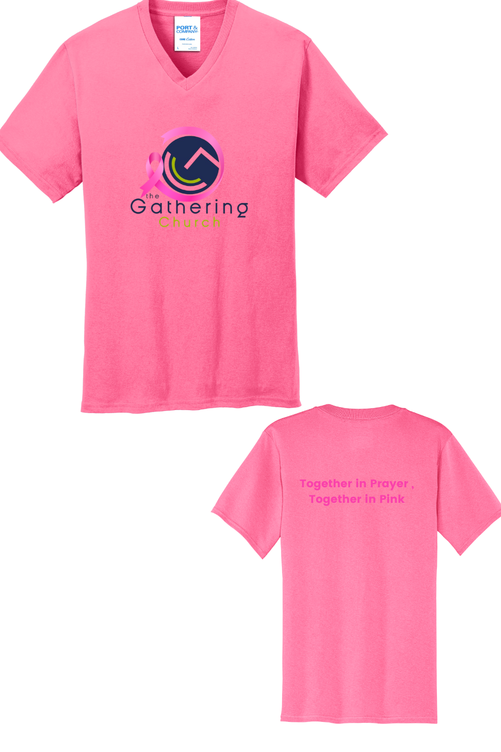 TGC October Pink Out neon Pink v Neck