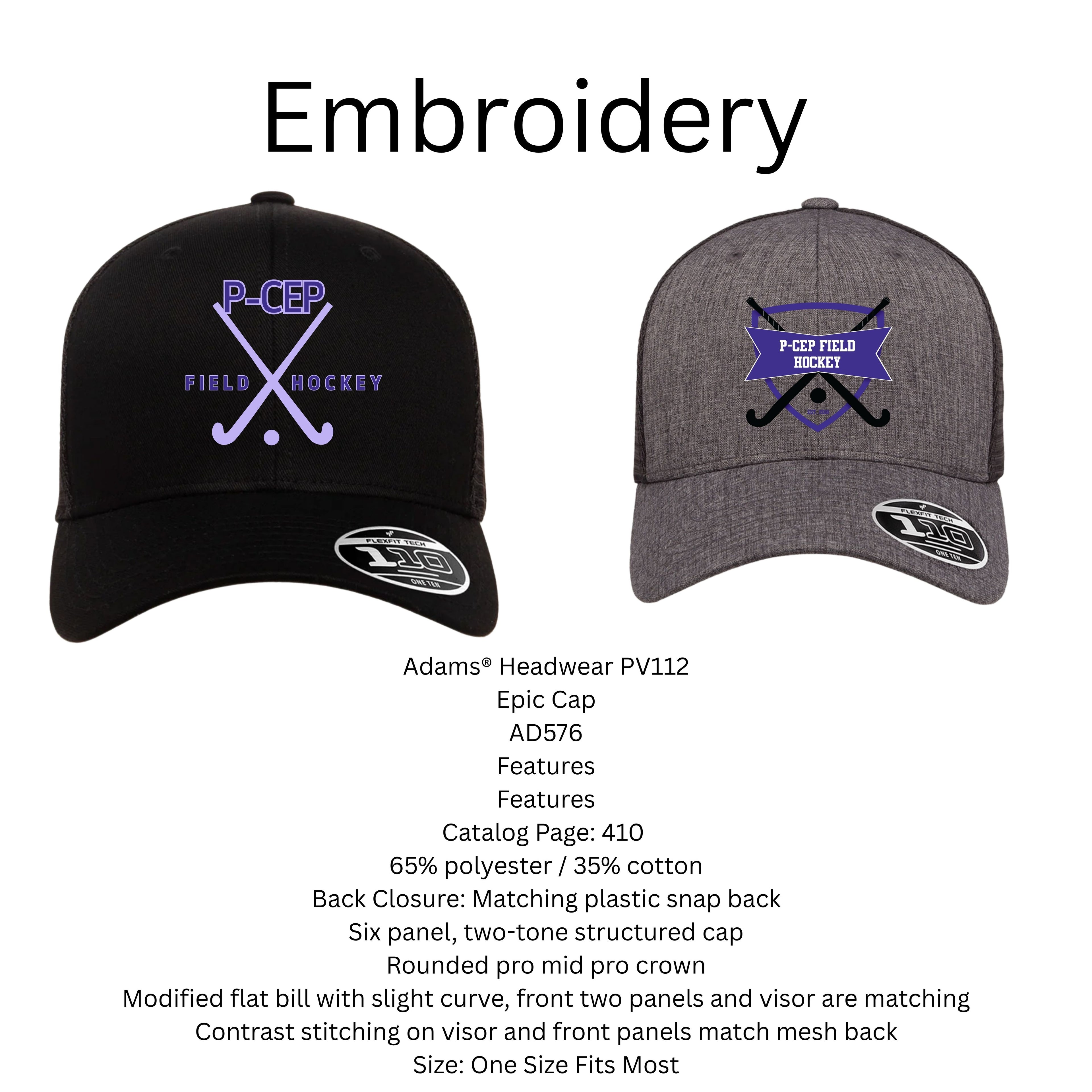 P-CEP Field Hockey  Hats Embroidery