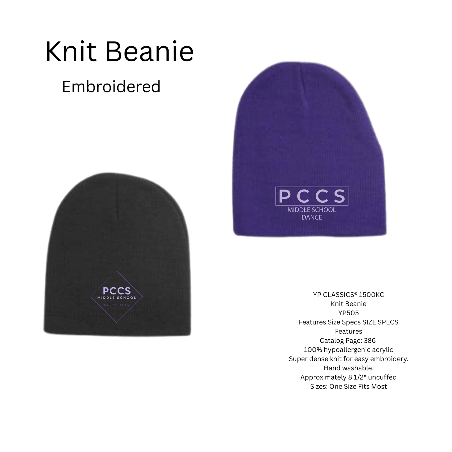 PCCS Hats Embroidery