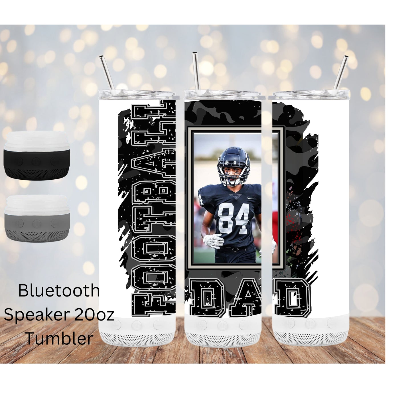 Monochrome Camo and Grunge  FOOTBALL (Custom TITLE) w/ PICTURE Tumbler