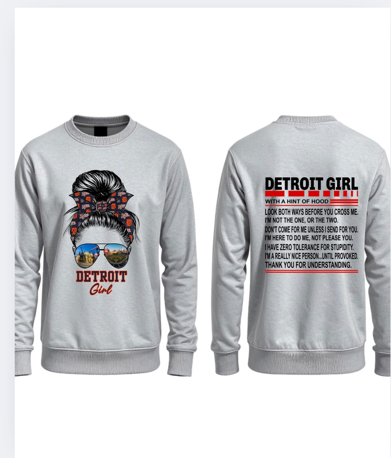 Detroit Girl Messy Bun sweatshirt