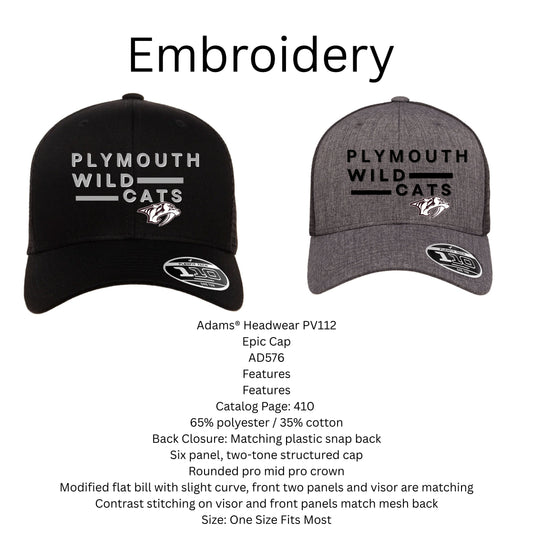 PHS Wildcat  Hats Embroidery
