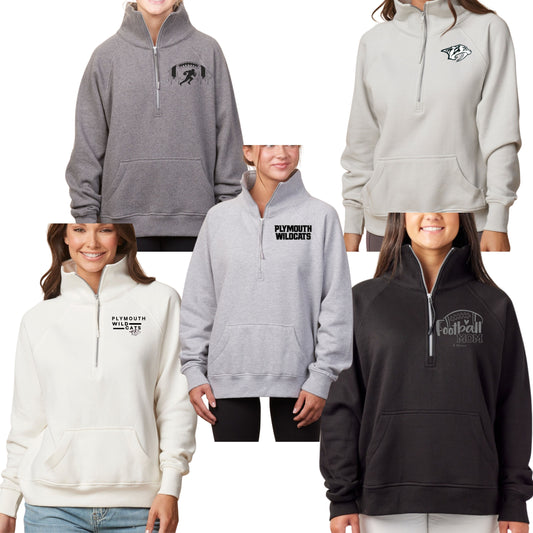 Plymouth 1/2 zip Womens Boxy Wildcats  Embroidery