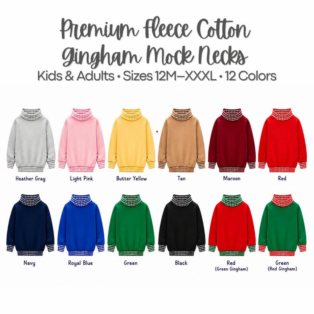 Premium Fleece Cotton Gingham  Mock Neck