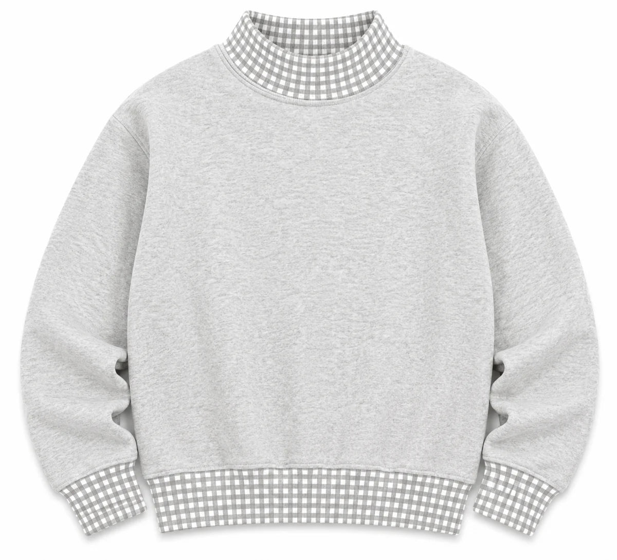 Premium Fleece Cotton Gingham  Mock Neck