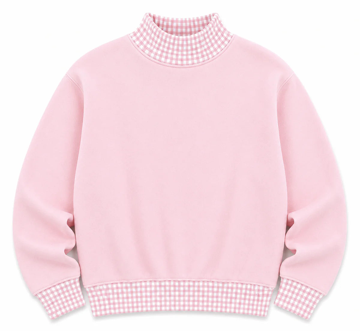 Premium Fleece Cotton Gingham  Mock Neck