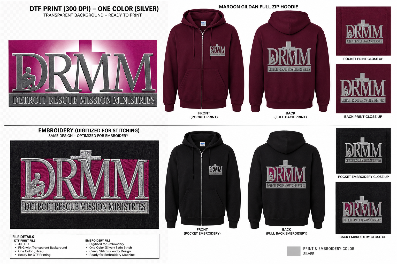 DRMM Gildan 18600 Full-Zip Hoodie