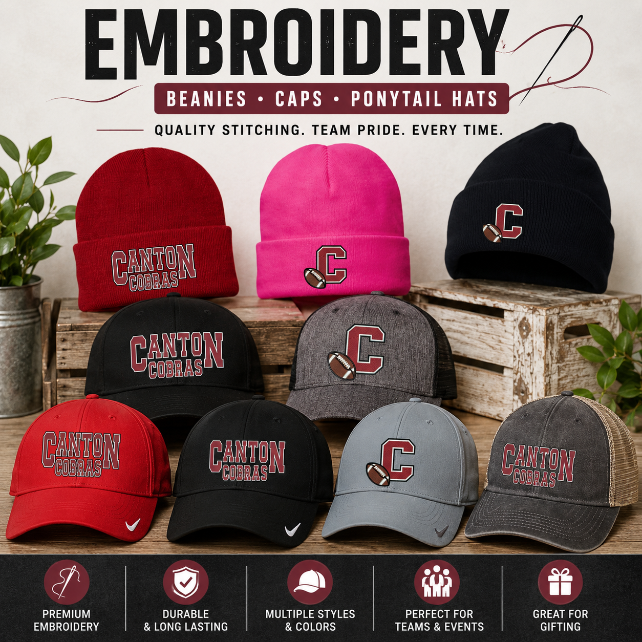 Canton Hats Embroidery