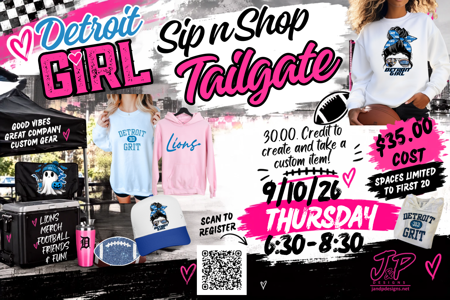 Detroit Girl Tailgate Sip N Shop 9/10/26 6:30-8:30