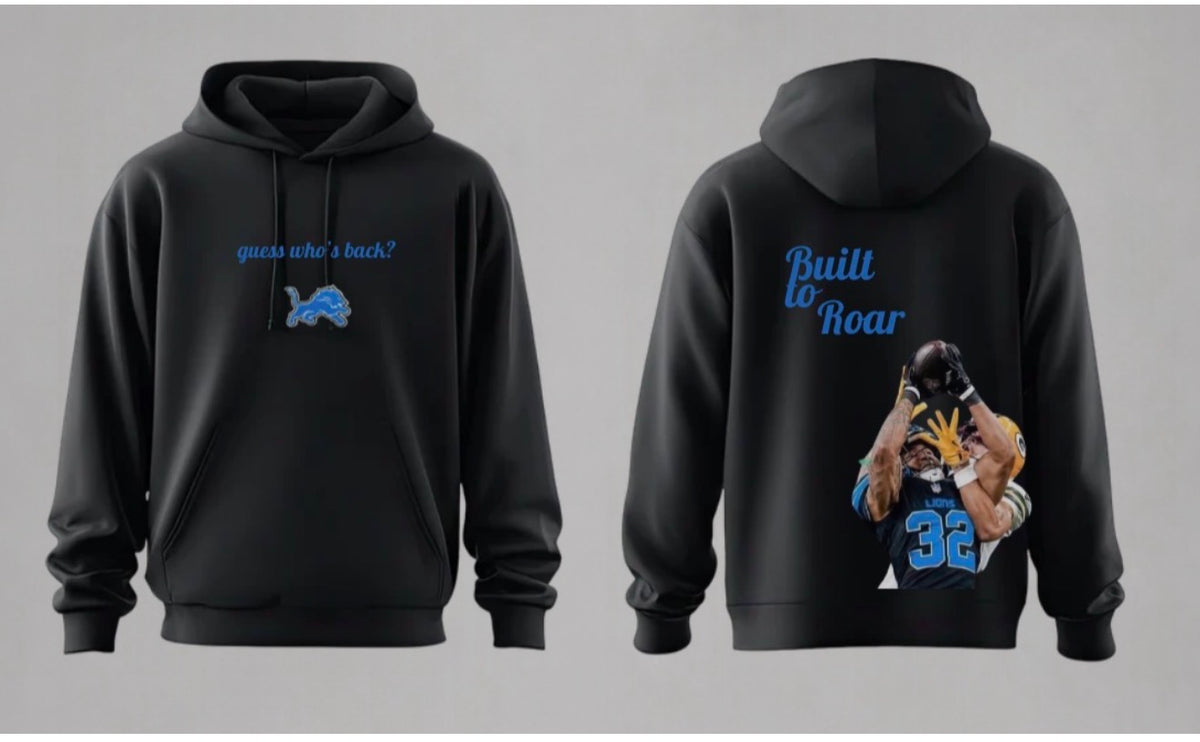 Guess Who’s Back black hoodie — front and back